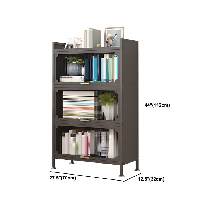 Modern Metal  Bookshelf Standard Closed Back Bookcase with Doors