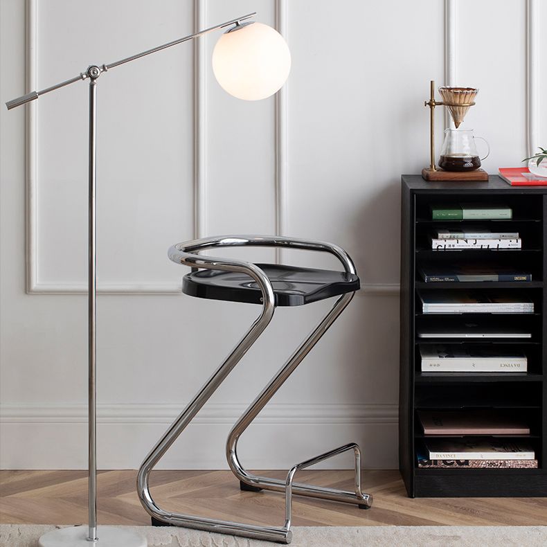 Contemporary Low Back 27-inch Armless Bar Stool with Metal Base