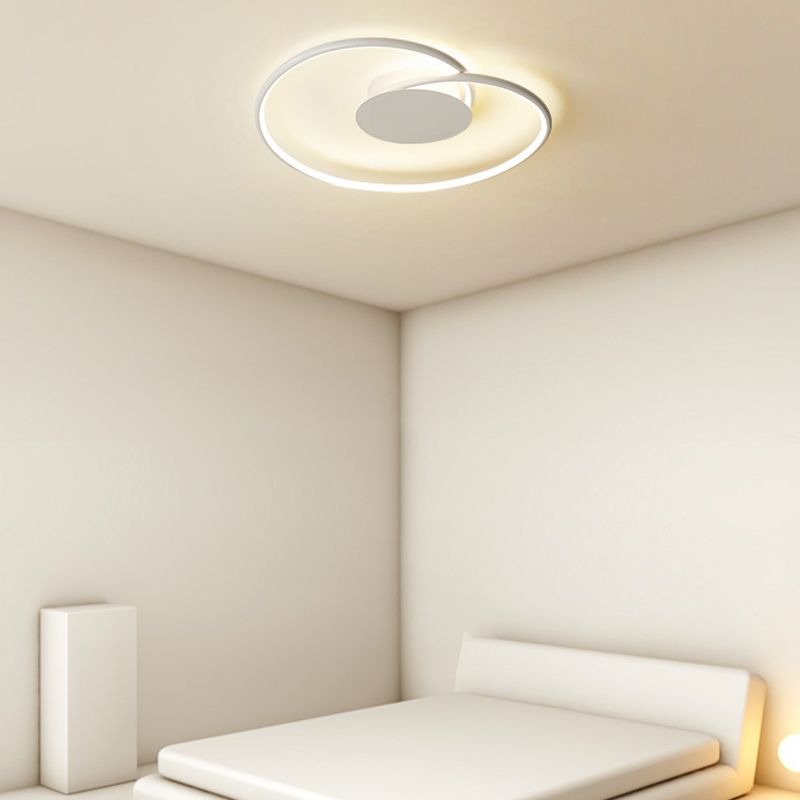 1 - Light LED Linear Flush Mount in White Metal Modern Ceiling Flush