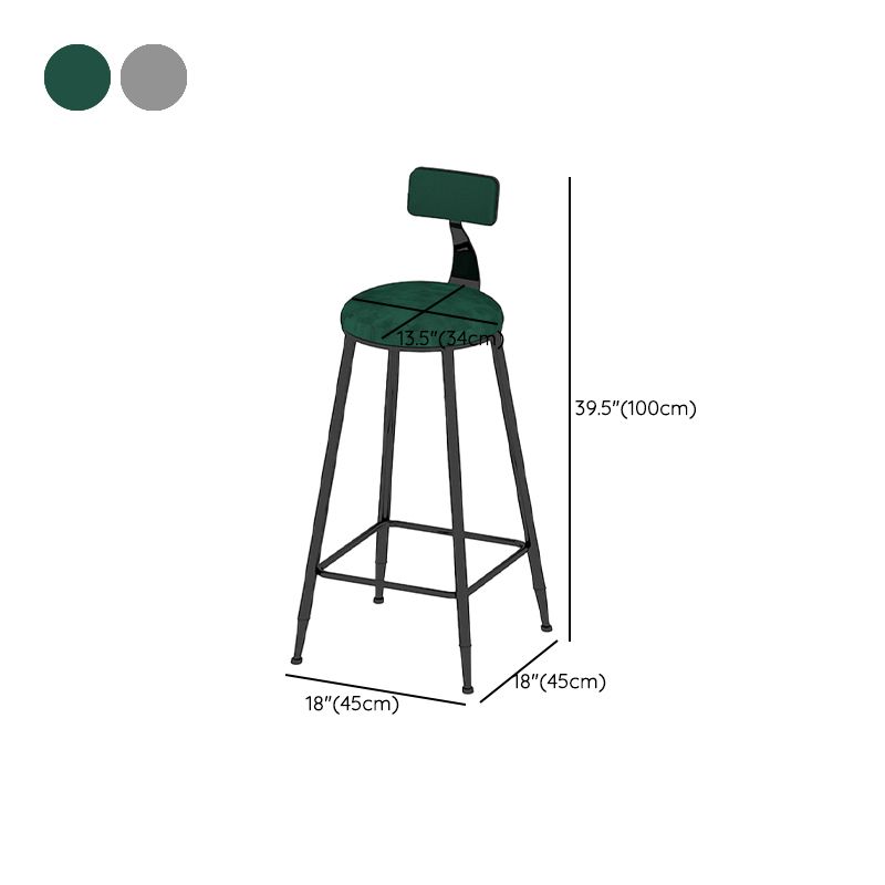 Low Back Dining Stools Round Upholstered Bar Stools with Footrest