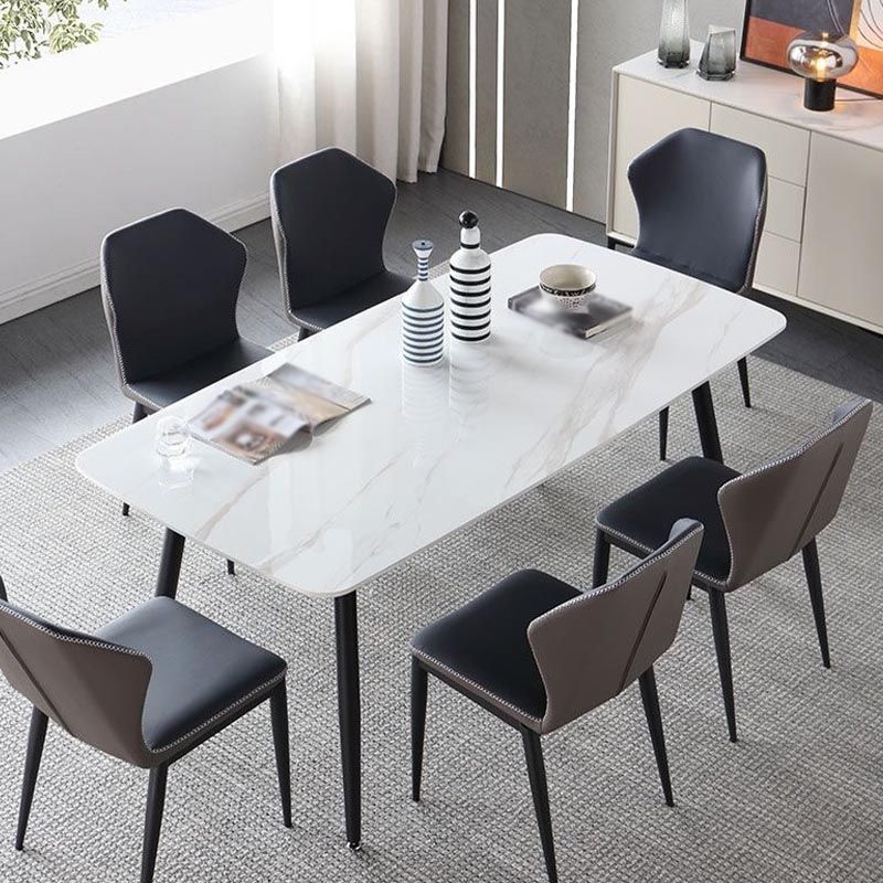 Rectangle Industrial Stone Table Standard Height Kitchen Room Table with 4 Legs