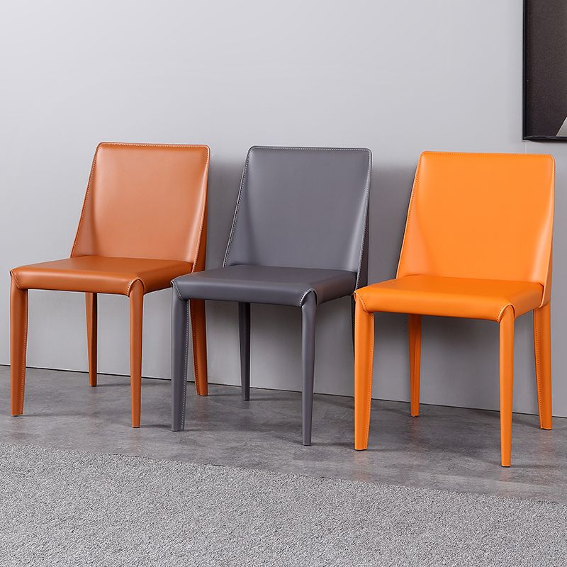 Silla lateral de cuero moderna para restaurante, respaldo sólido, silla sin brazos