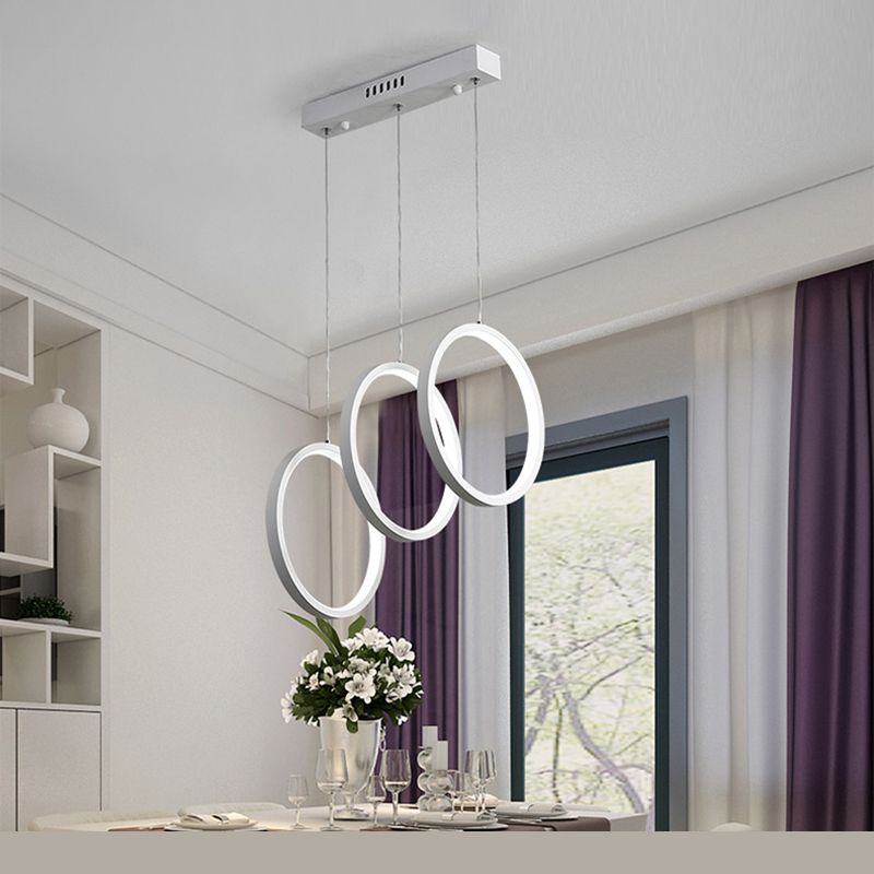 Kreise Esszimmer hängende Anhänger leichte Metall LED Einfachheit Deckenheizlicht in Weiß