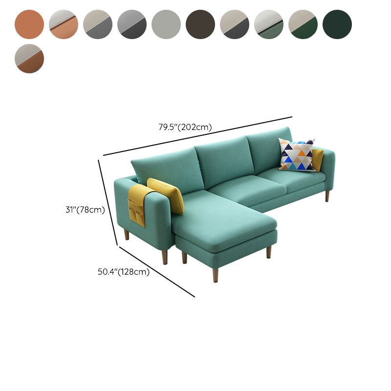 Scandinavian 30.7 " H Faux Leather Square Arm Sofa & Chaise with storage