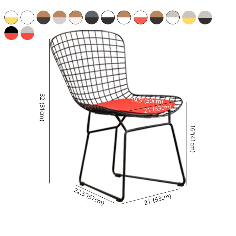 Sillas sin brazos de comedor de metal contemporáneo, respaldo abierto, silla lateral para uso doméstico