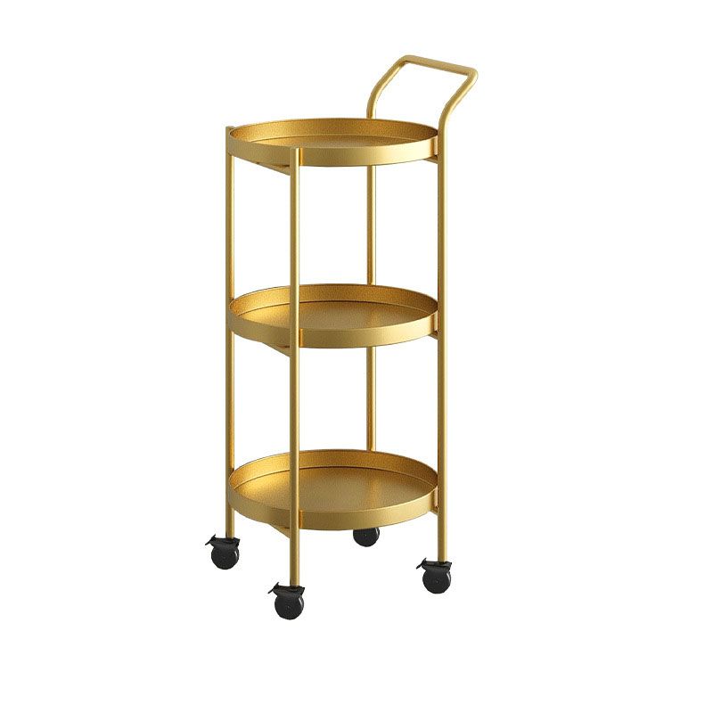 Black / Gold Round Tray Top Side Table Metal 4 Legs End Table with Shelf