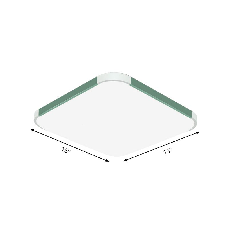 Geometric Flush Mount Lamp Macaron Acrylic Pink/Yellow/Blue LED Flush Mount Lamp, 12"/15"/17" Wide in White/Warm