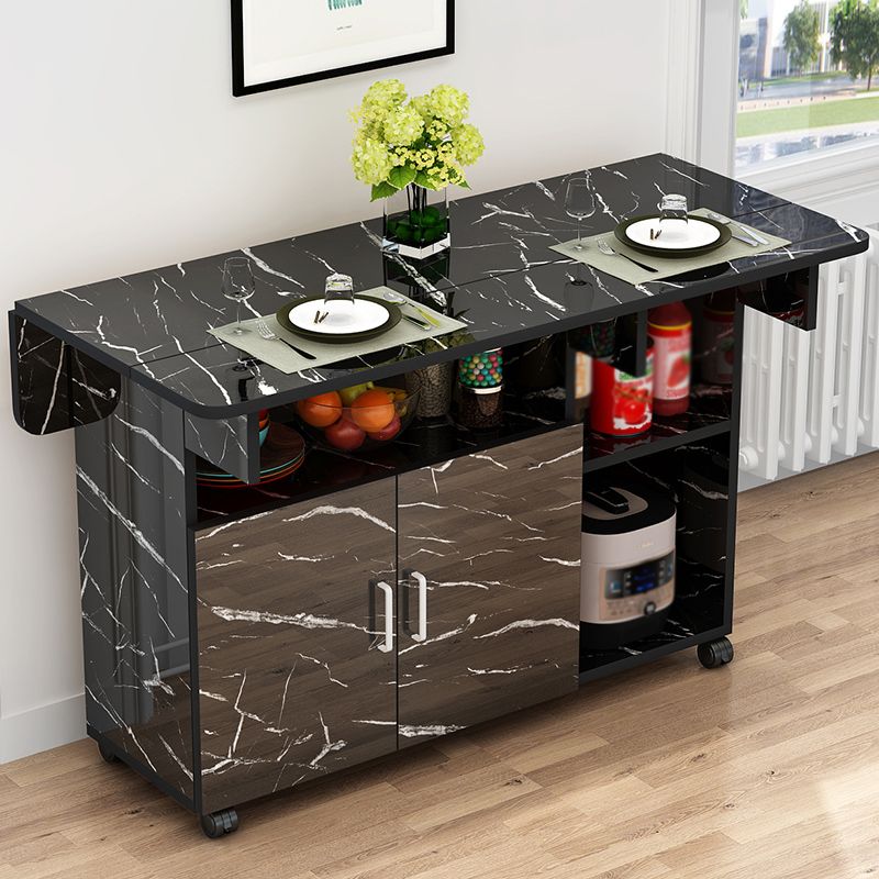 Manufactured Wood Contemporary Table Rectangular Wood Top Table with Drop Leaf