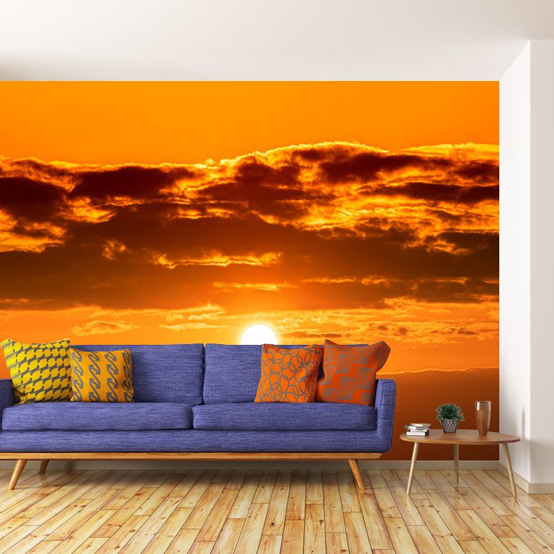 Yellow Sunset Glow Mural Decal for Living Room Customized Wall Covering