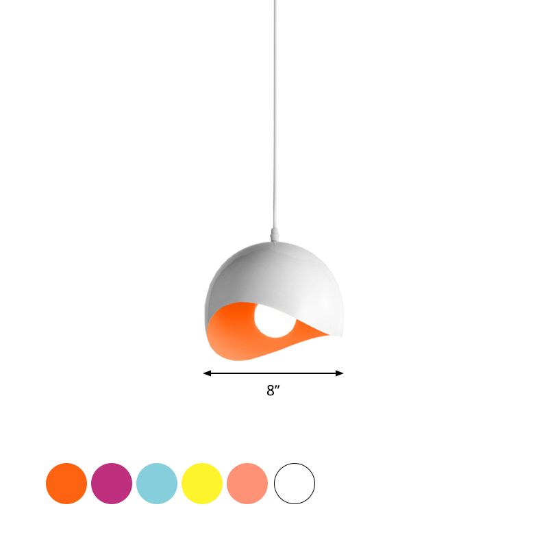 Wellenformen Dome Deckenleuchte moderne Metall 1 Glühbirne Innere Rosa/Gelbhöhe Einstellbare Hängsrichtung, 8 "/12" W.