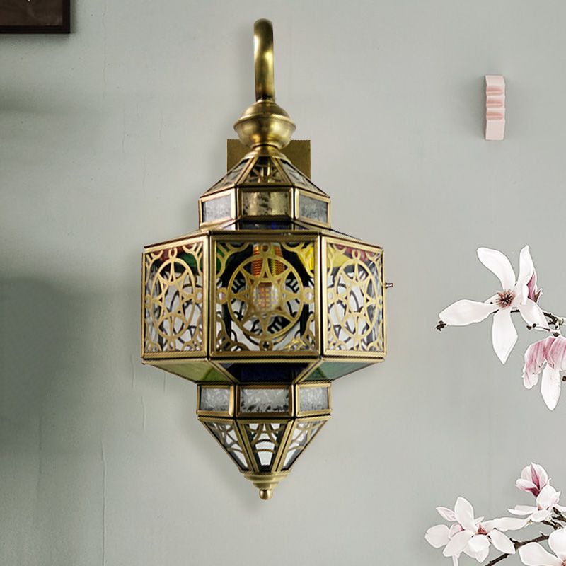 Metal Brass Sconce Light Fixture Hollow Out 1-Bulb Arab Wall Mounted Lamp for Restaurant