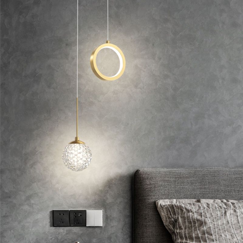 Ball Shape Glass Hanging Light Modern Style 2 lumières suspendues luminaire