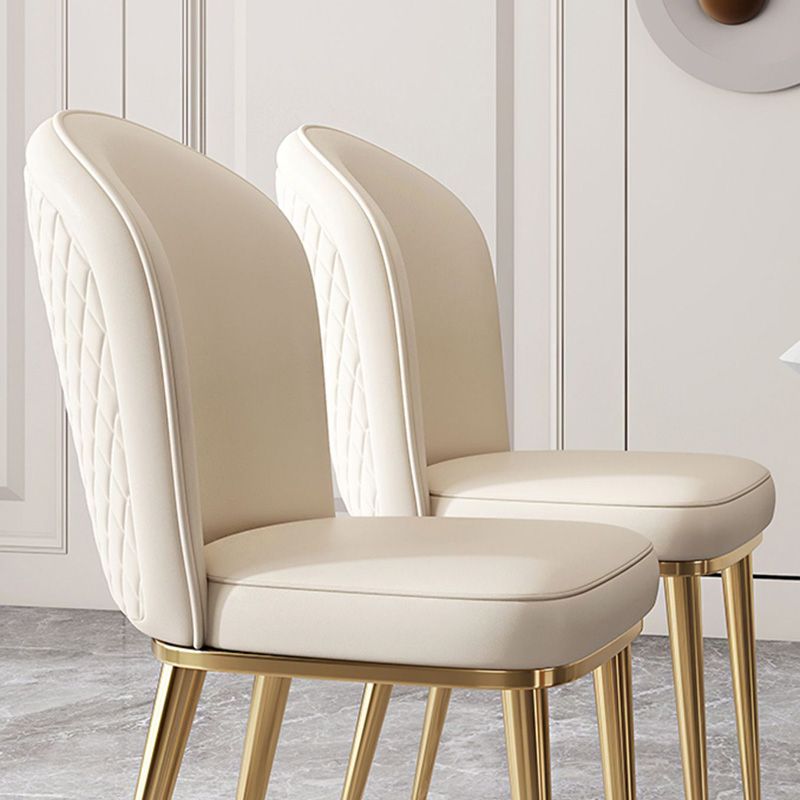 Glam Faux Leather Dining Chair Upholstered Armless Dining Chairs for Restaurant Use