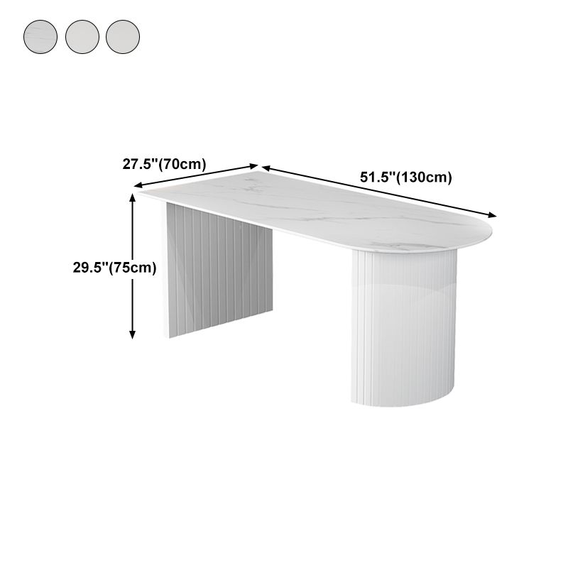 Modern Oval Dining Table Wood Double Pedestal Home Kitchen Dinner Table in White