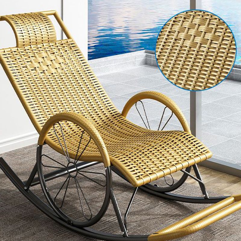 Modern Wicker Rocking Chair Brown Water Resistant Rocker for Living Room