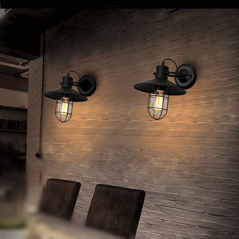 1-Light Clad Cone Wall Lamp Fixtures Industrial Style Metal Wall Mounted Light Fixture
