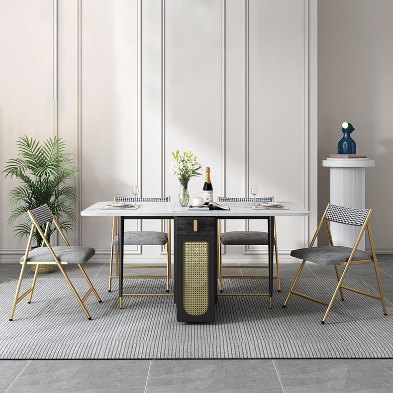 1/2/5 PCS Metal Modern Dining Set met rechthoekige tafel en opvouwbare stoelen Dinette Set