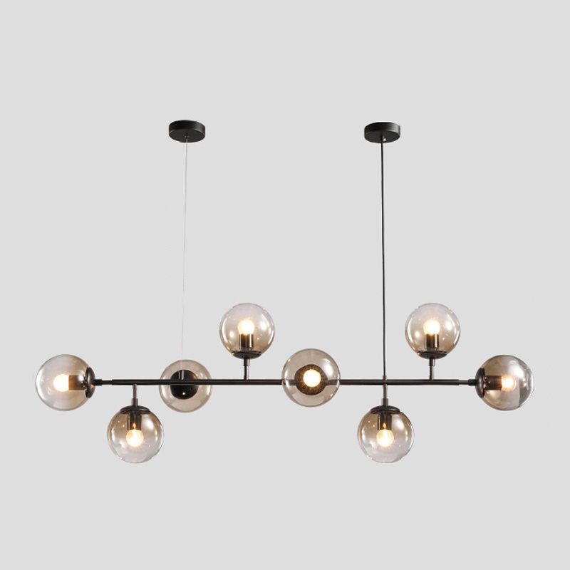 Modern Island Lighting Fixture Glass Ball Shade Hanging Light for Dining Room