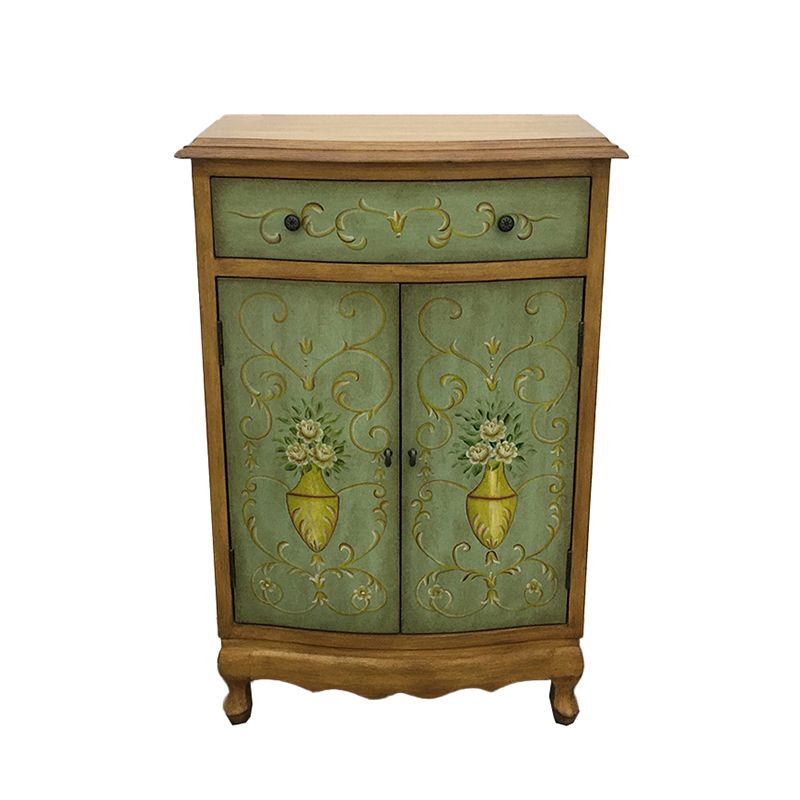 Mid-Century Modern Rectangle Cabinet Wood Side Cabinet with Drawer