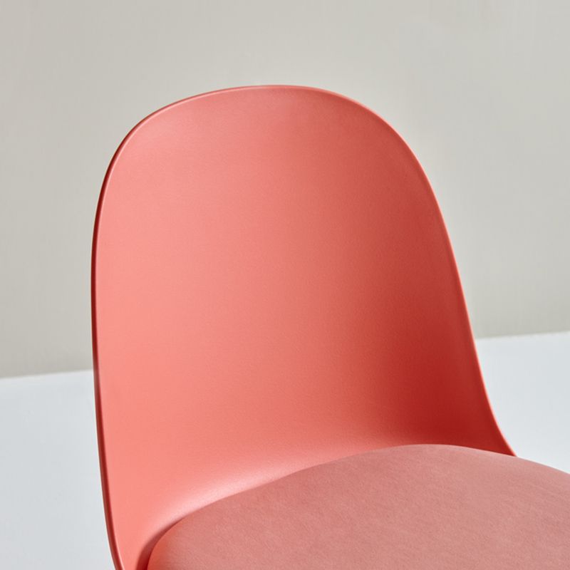 Sillas de cena sin brazos de plástico escandinavo, silla lateral sólida interior con parte trasera