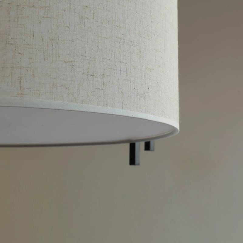 1 Tambour léger Semi-Flush Light Flaxen tissu Ceiling Fixture de plafond pour la salle de séjour