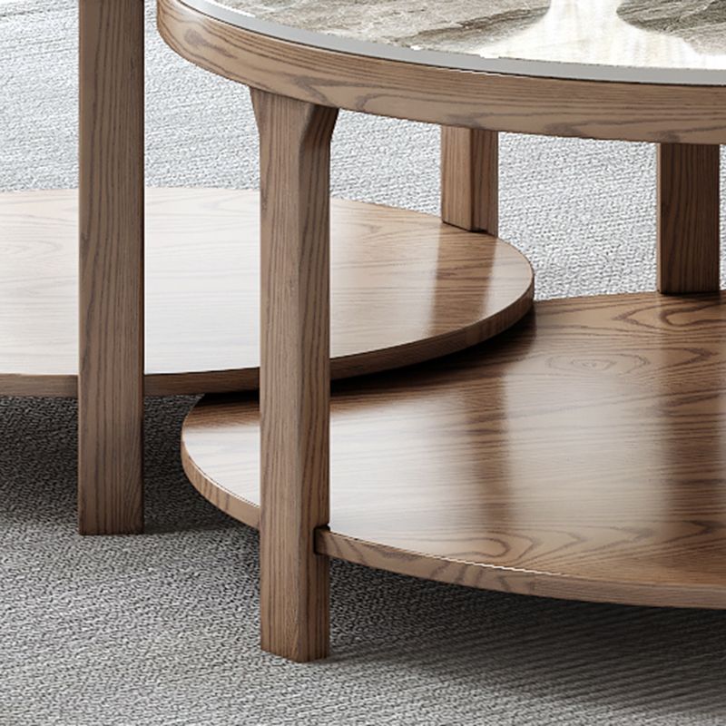 Modern Round 3 Legs Coffee Table No Distressing Coffee Table Set with Shelf