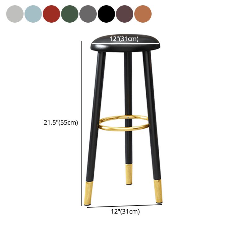 Scandinavian Style Steel Legs Bar-stool Round Seat Single Counter Stool for Kitchen Bar