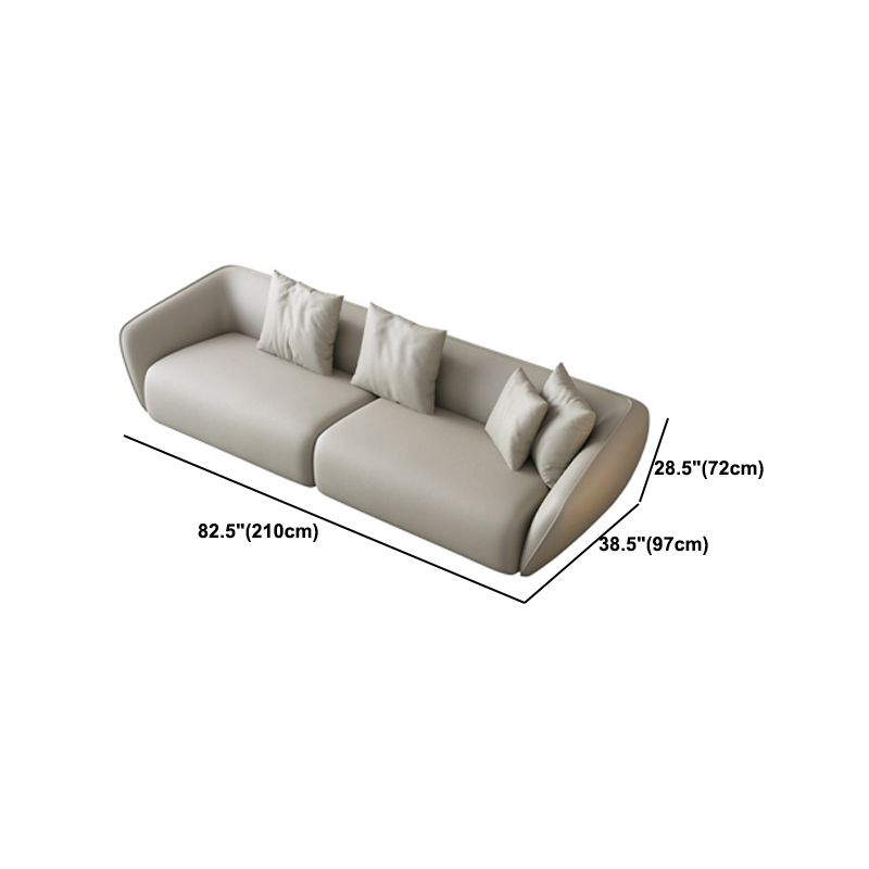 Genuine Leather Sloped Arm Sofa Contemporary Standard Sofa with Pillows