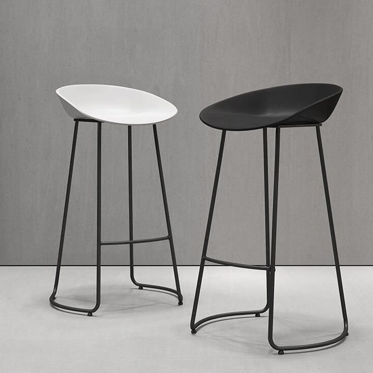 Industrial Armless Backrest Counter Stool Iron Cafe Bar Stool with Acrylic Seat and Pedal