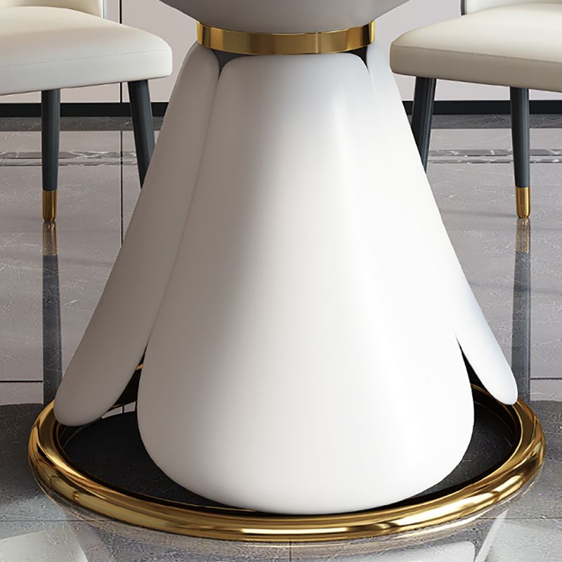 Metal Glam Style Round Dining Table Sintered Stone Top Table for Dining Room