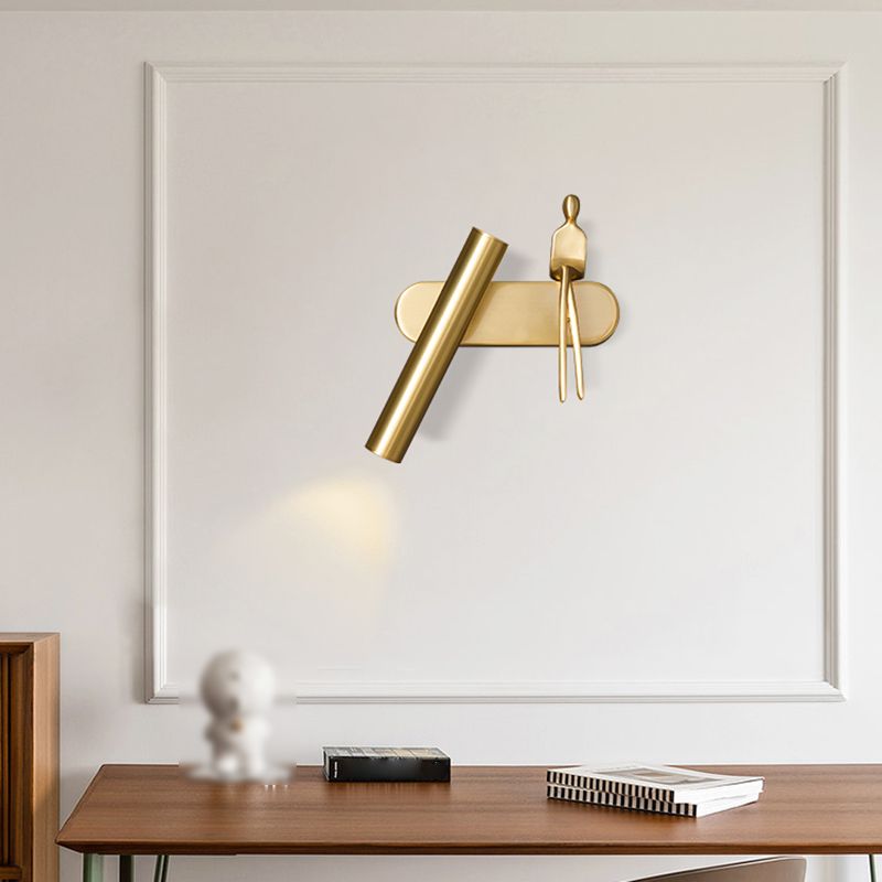 Nordic Style Copper Wall Light Cylinder Shape Wall Lamp for Bedroom (Included Doll)