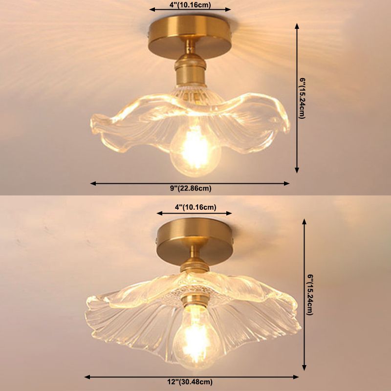 Industrial Scalloped Flush Mount Ceiling Lights Glass 1 Light Semi Flush Light