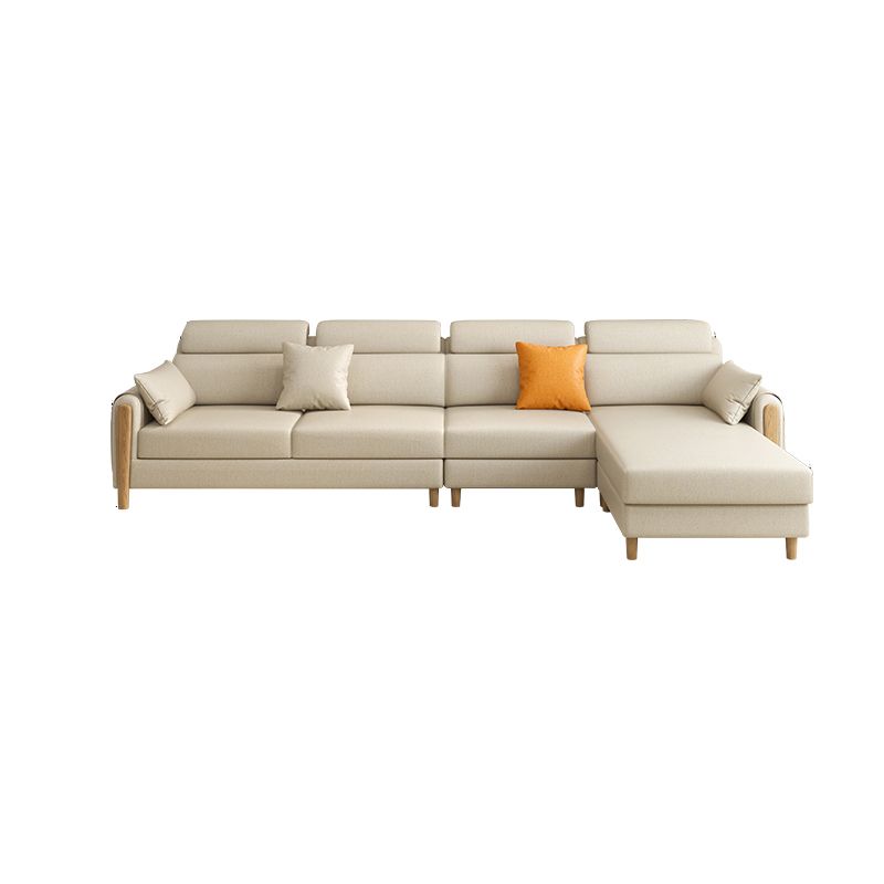 Scandinavian Sectional Sofa Leather Beige Sectionals with Pillows