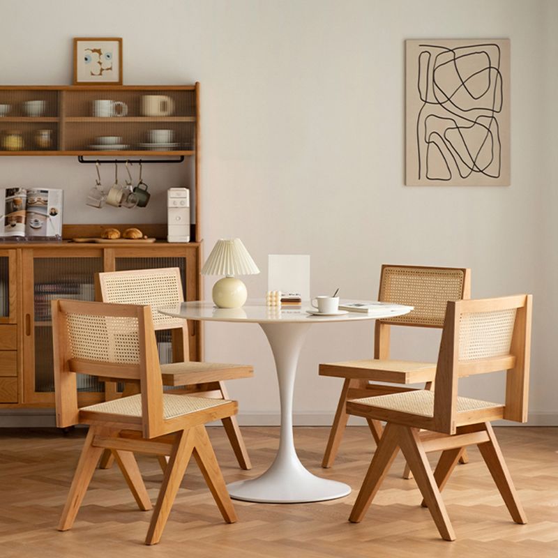 Wood Modern Dining Side Chair Cane Back Dining Chairs for Home