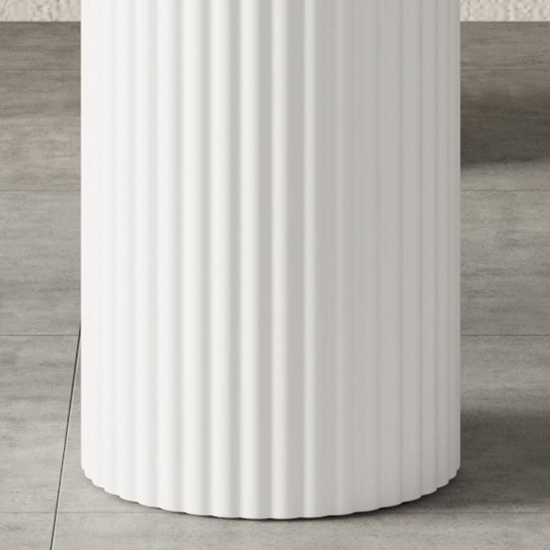 Metal Double Pedestal Table Modern Oval Dining Room Collection in White