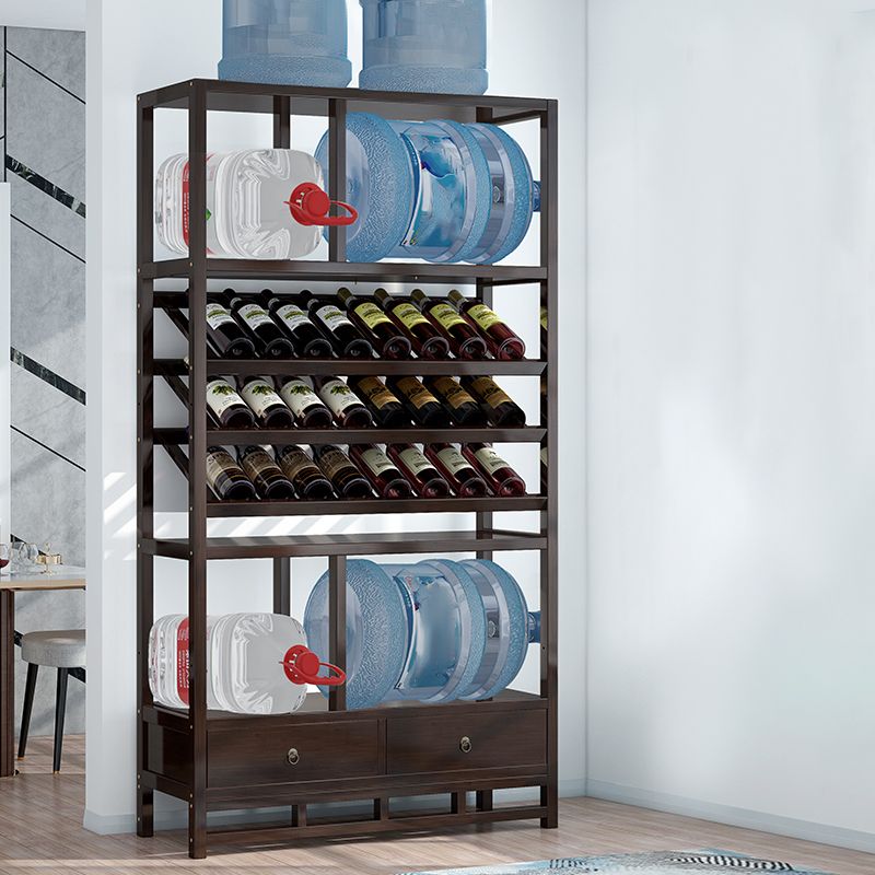 Traditional Brown Wine Rack Floor Wood Wine Bottle Rack for Living Room