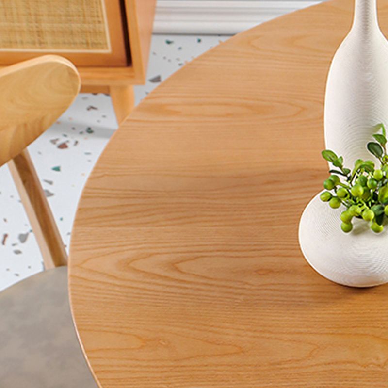 Modern Round Standard Height Dining Table Natural Base Pedestal Casual Dining Table