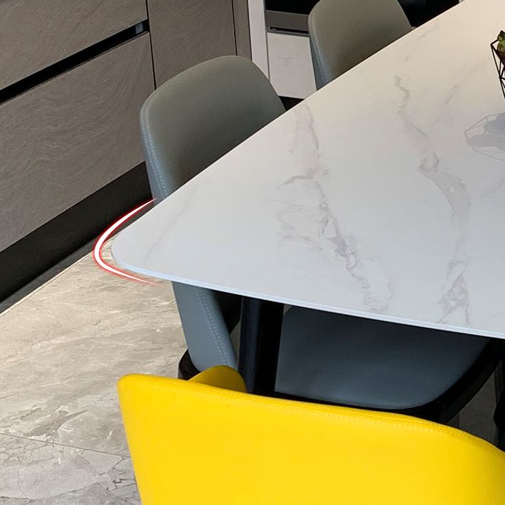 Rectangle Three-Color Dining Table Sintered Stone Table Luxury with 4 Legs