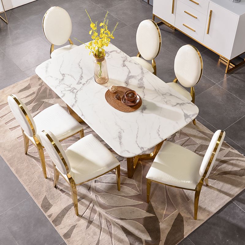 Glam 1/4/5/6/7 Pieces Dining Set Marble Dining Table Set for Dining Areas