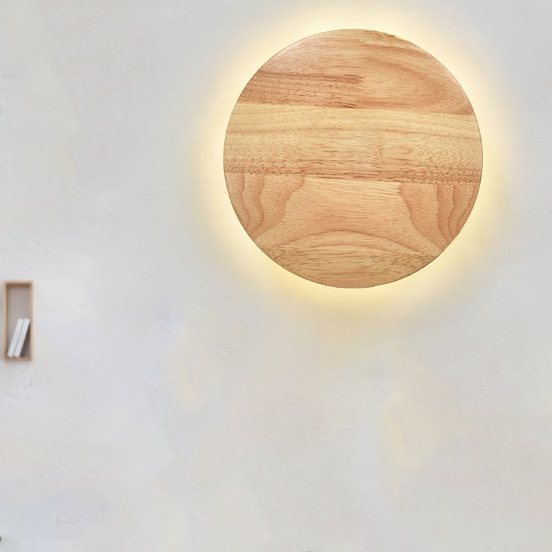 1 luccio di luce rotonda con pale moderna moderna illuminazione a parete in legno in stile in marrone