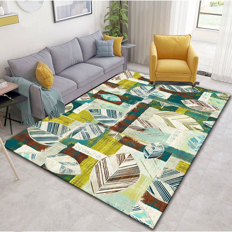 Gold Modern Carpet Polyester Leaves Carpet Non-Slip Backing Carpet for Home Decor