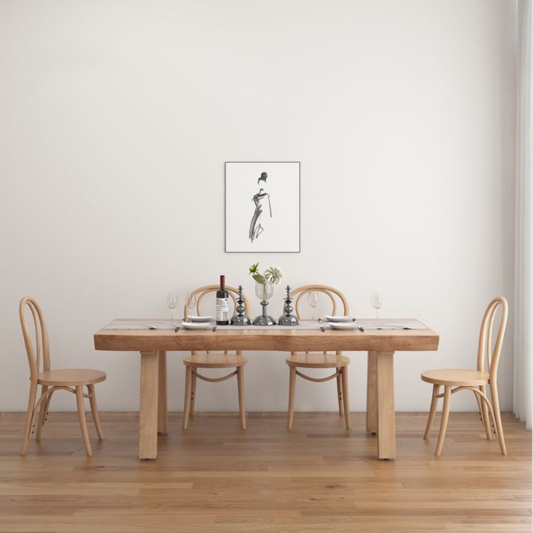 Modern 1/2/4/5/6 Pieces Rectangle Dining Set Solid Wood Dining Table with Chairs