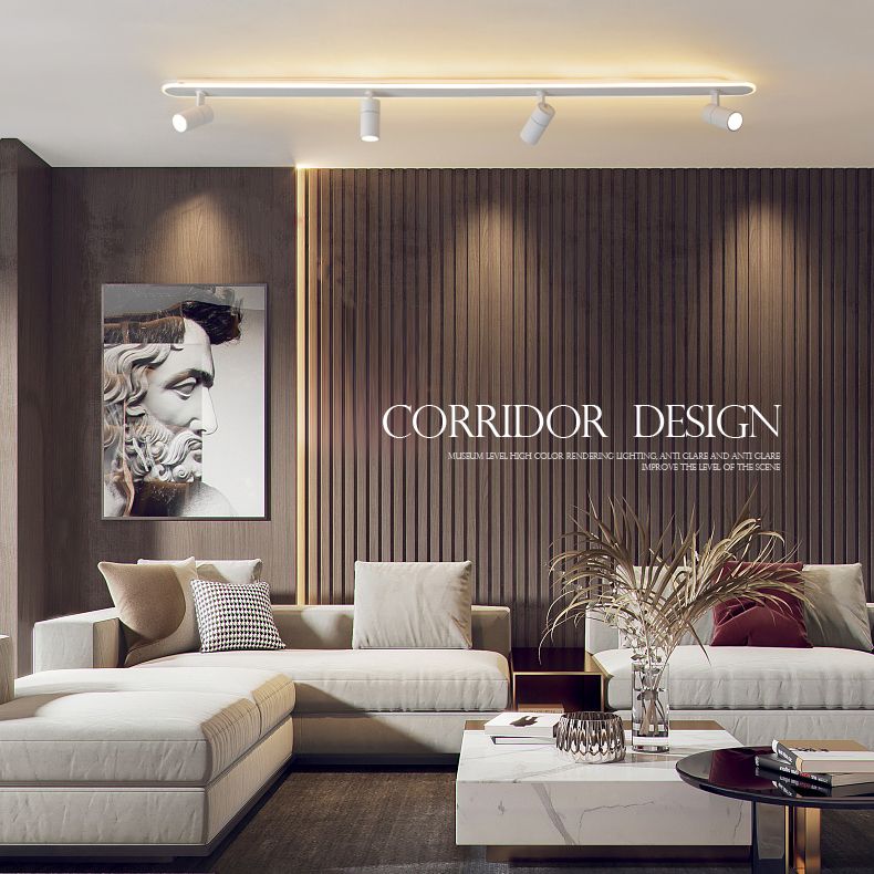 Apparecchio a soffitto semifulto a LED oblungo in stile moderno a filo interno acrilico con lampada regolabile