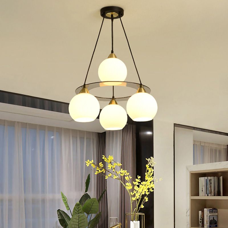 4 luci lampadario moderno luci di sospensione nera per camera da pranzo camera da letto