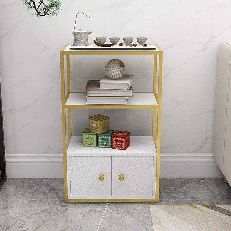 Glam Style Open Bookshelf Etagere Shelf Bookcase with Cabinet for Home