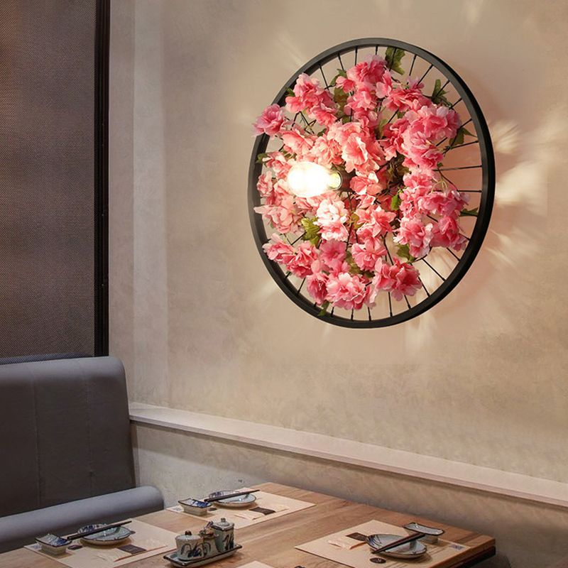 Plant Flower Wall Mount Light Metal Wheel Wall Mounted Light Fixture for Restaurant