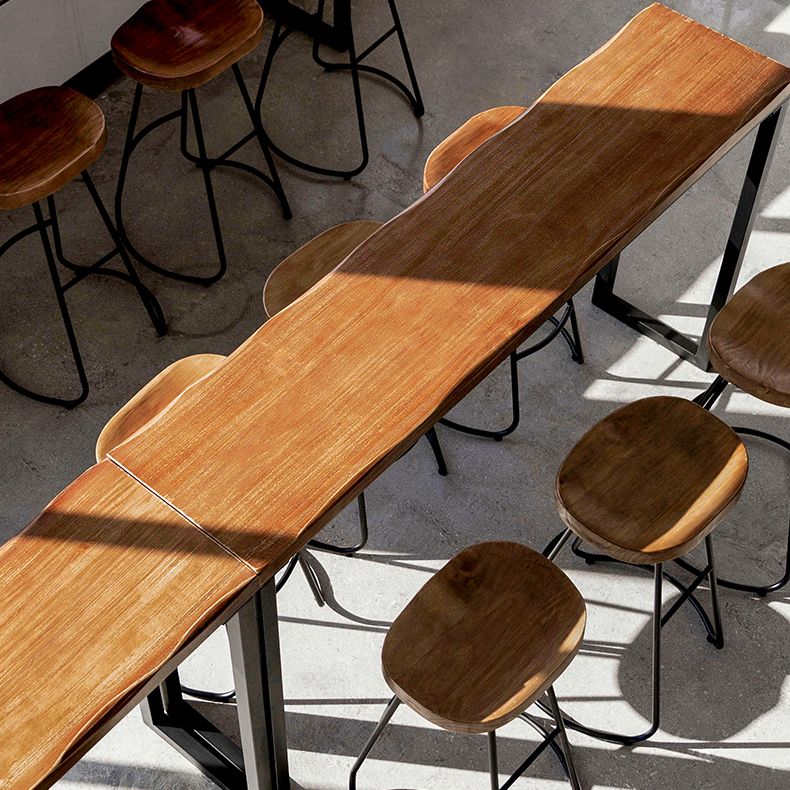 Modern Bar-height Table Solid Wood Top Pub Table for Patio Use