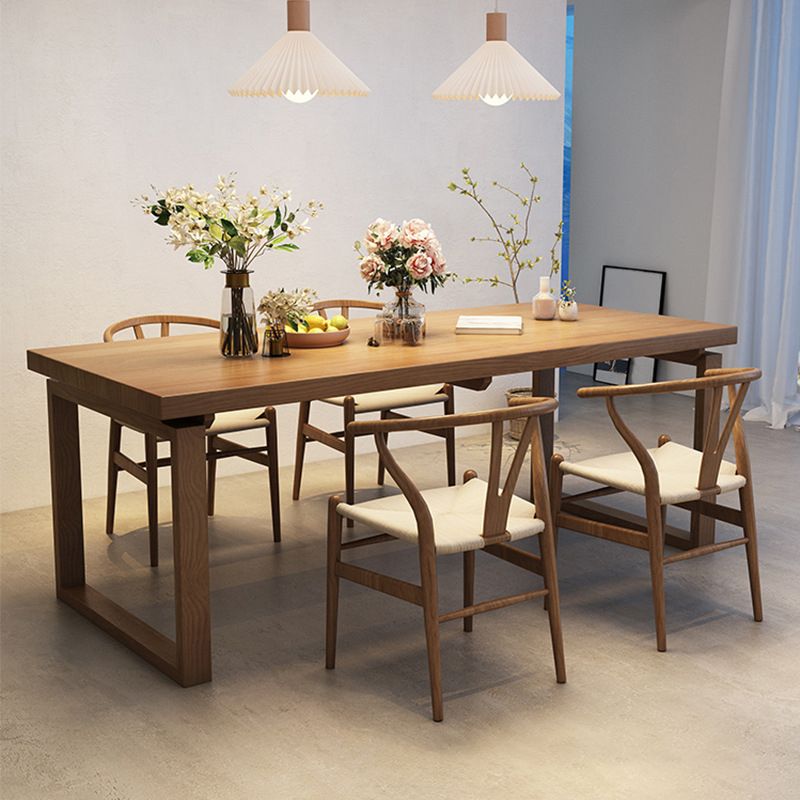 Modern Rectangle Double Pedestal Table Solid Wood Dining Table for Home