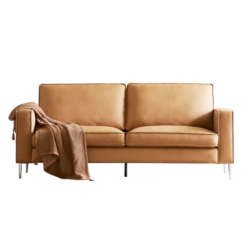 Cushions Faux Leather Square Arm Sofa with Stain Resistant and Waterproof