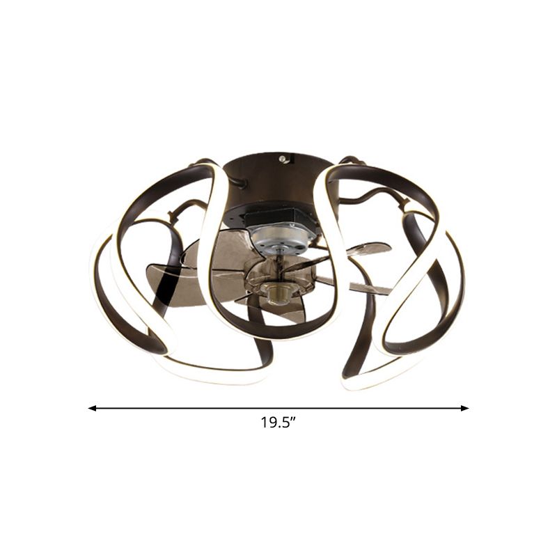 Minimalistische Käfig Deckenlüfter Leichtes Acryl -Esszimmer LED SEMI Flush Mount mit Fernbedienung